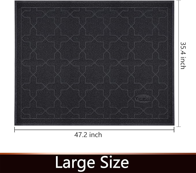 Yimobra Cat Litter Mat, 47"x36" Litter Box Mat with Litter Lock Mesh, Soft Cat Litter Mat Litter Trapping Mat, Easy to Clean, Non-Slip, Water Resistant, Litter Free Floors, Black-Mewly Pet