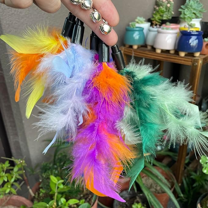 AcceLeah Cat Worm Toy Refills - Assorted Teaser Wand Toys with Bell (11 Pcs)-Mewly Pet