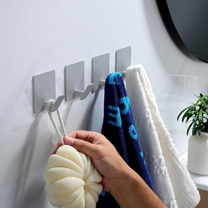 DELITON Adhesive Colorful Hanging Hooks - 4 Packs Gray Cute Kids Hooks& Bathroom Towel Hooks Stick on for Hanging