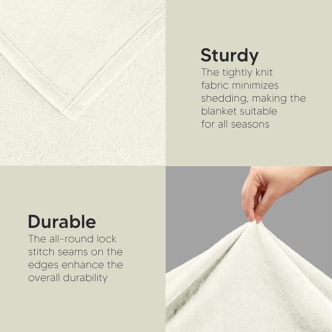 Utopia Bedding Fleece Blanket Twin Size Ivory 300GSM Luxury Anti-Static Fuzzy Soft Microfiber Bed Blanket (60x80 Inch)