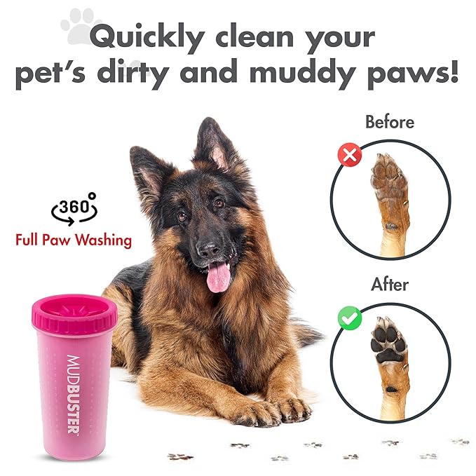 Dexas MudBuster Portable Dog Paw Cleaner, Pink Large Pet Supplies and Accessories-Mewly Pet