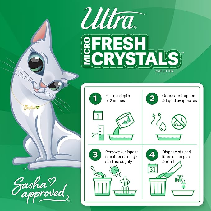 Ultra Fresh Scented Micro Crystals Premium Cat Litter - 99.9% Dust Free, Soft on Paws - 15 Lbs. Total (3pk of 5 Lbs.)-Mewly Pet