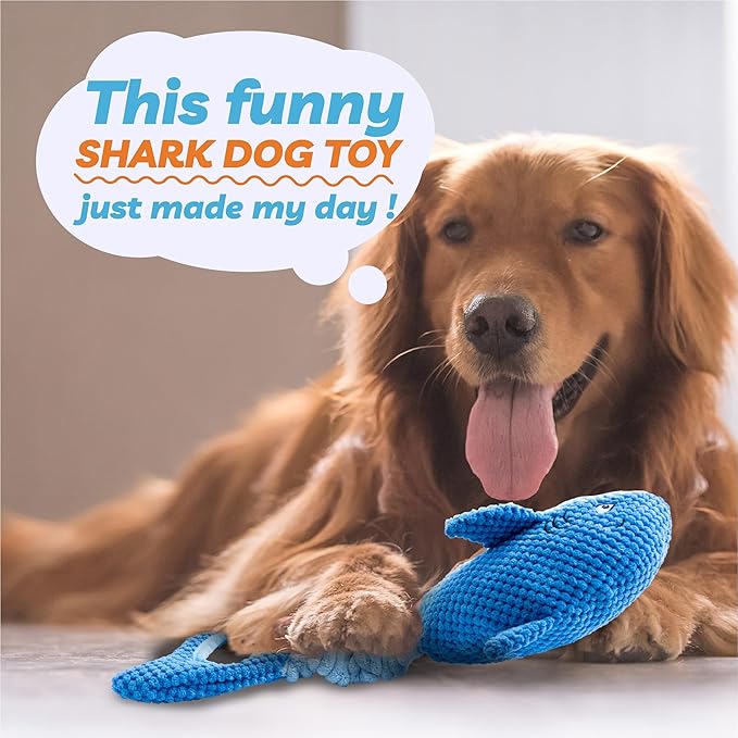 Dog Toys for Large Dogs, Squeaky Dog Toys for Aggressive Chewers, Plush Dog Chew Toys for Teething, Interactive Shark Dog Toys to Keep Them Busy Tug Of War Puppy Toys for Small,Medium,Large Breeds-Mewly Pet