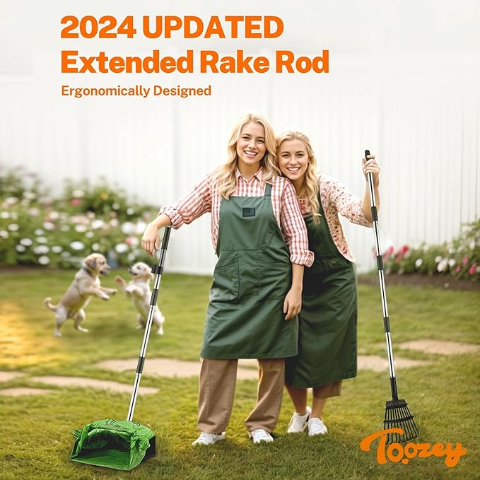 Toozey Dog Pooper Scooper, Extra Large Stainless Steel Tray Long 54" Handle, Easy Cleanup for All Dog Sizes, Includes 20 Bags-Mewly Pet