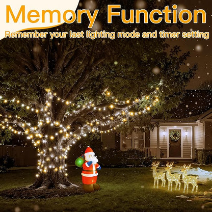 Ollny Warm White and Cool White Christmas Lights Waterproof, 400LED 131FT String Lights with Remote 3 Timer, Plug in 8 Modes Fairy Light for Xmas Tree Indoor Bedroom House Decorations