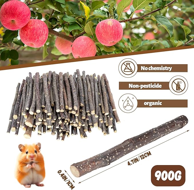900g/2lb Small Apple Sticks Animals Molar Wood Treats Toys for Rabbits Chinchillas Guinea Pig Hamster Gerbil Parrot Bunny and Small Animals Chew Stick Toys Treats-Mewly Pet