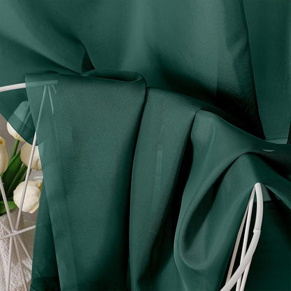 OVZME Hunter Green Sheer Curtains 84 Inches Long 2 Panels - Soft Light Filtering Window Sheer Panels for Living Room/Bedroom, Top Dual Rod Pocket, 1 Pair, Each 42Wx84L Inches