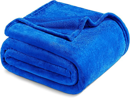 Exclusivo Mezcla Fleece Blanket Queen Size for Bed, Super Soft and Warm, All Season Use, Cozy, Plush, Lightweight, 90x90 Inches, Cobalt Blue