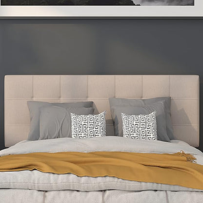 Flash Furniture Bedford Box Stitch Tufted Upholstered Full Size Headboard in Beige Fabric