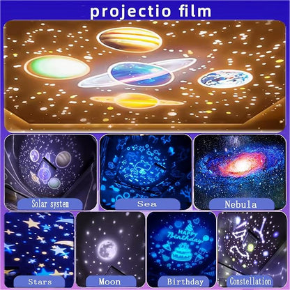 Kids Night Light Projector - USB Star Light Projector with 360 Rotation, 7 Sets of Film
