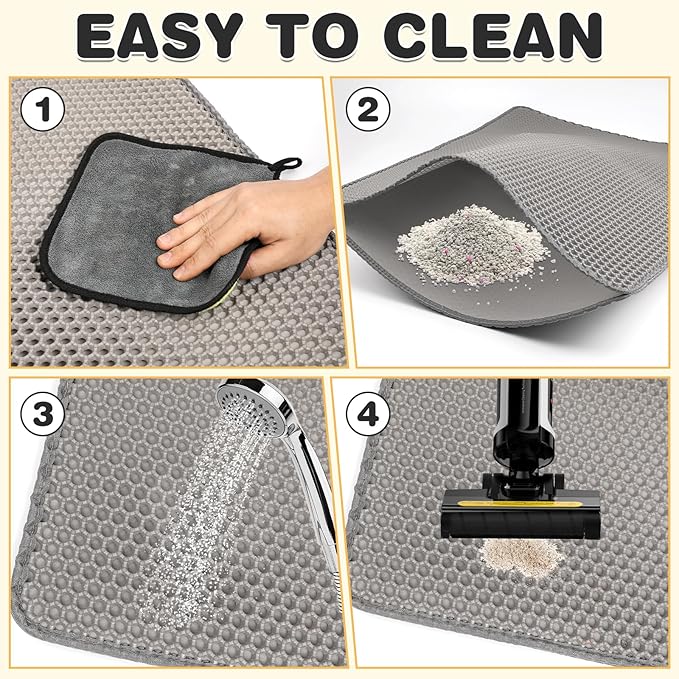 Cat Litter Mat Double Layer Waterproof Urine Proof Trapping Mat 1 Pack (Gray, 30x24 Inch)-Mewly Pet