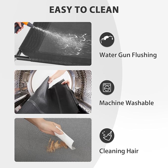 RRPETHOME Large Elevated Cooling Dog Bed, Raised Dog Cot Beds for Large Dogs, Elevated Outdoor Pet Cot, Chew Proof Portable Cooling Pet Cot with Skid-Resistant Feet and Breathable Mesh-Mewly Pet