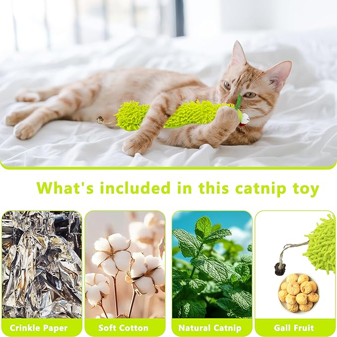 1 Pack Catnip Toys, Soft Cat Pillows Toys, Kitten Caterpillar Catnip Toys,Indoor Interactive Cat Kicker Toys for All Age Cat-Mewly Pet