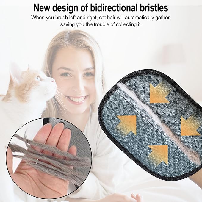 Pet Hair Removal Glove, Electrostatic Pet Hair Removal Gloves, Washable Reusable Dogs Cats Hair Gloves for Furniture, Bed, Sheets, Couch, Clothes, Carpet, Car Seat, Pet Grooming, Curtain 2PCS-Mewly Pet