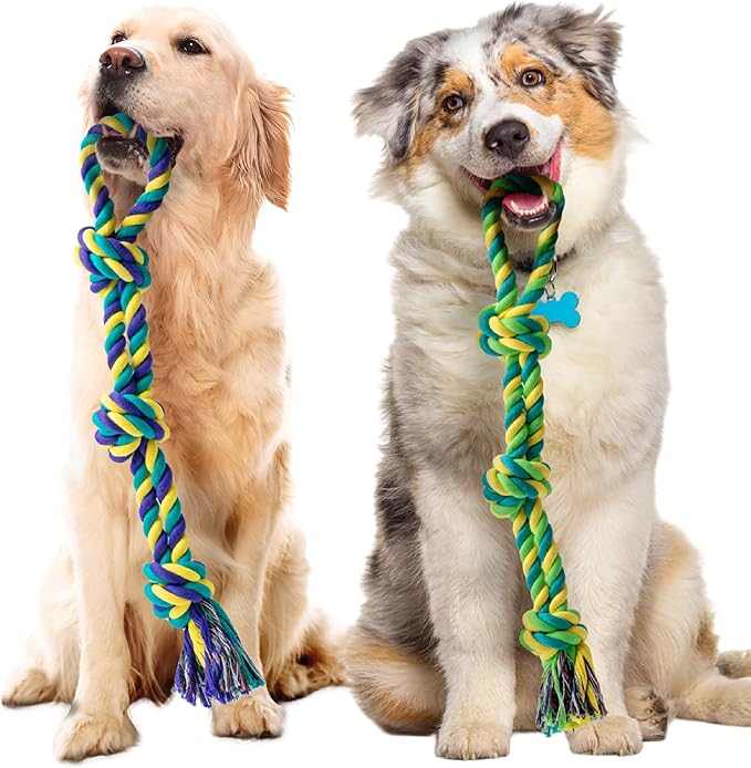 SHARLOVY Dog Rope Toy for Medium Dogs, 2 Pack Heavy Duty Dog Chew Toys for Aggressive Chewers, Interactive Tug of War Dog Toys for Medium to Large Breed-Mewly Pet