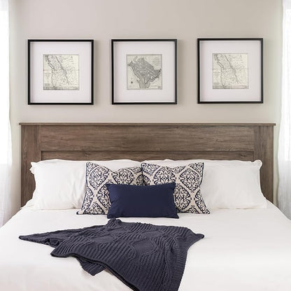 Prepac Stylish Flat Wood Panel Headboard for King Size Beds, Simplistic Wooden King Headboard 2.25" D x 81" W x 48" H, Drifted Gray, DHFK-1301-1