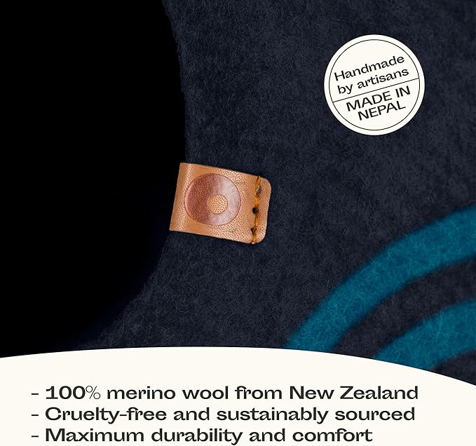 MEOWFIA Cat Cave – Premium Felt Cat Bed for Indoor Cats, Handmade 100% Merino Wool (Medium, Black Aqua)-Mewly Pet