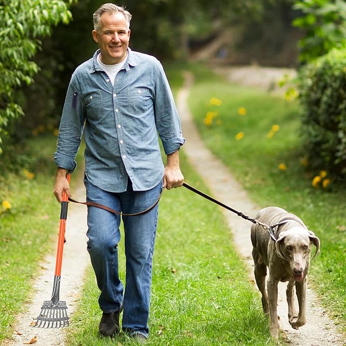 TNELTUEB Scooper Adjustable Long Handle Metal Tray Rake and Spade Poop Scooper for Dogs Pack Poop Scoop Pet Waste Removal Poop Scoop for Large Dogs and Pets Great for Lawns Grass Gravel-Mewly Pet