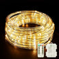 LED Rope Lights Battery Operated String Lights 40Ft 120 LEDs 8 Modes Hanging Fairy Lights Dimmable/Timer with Remote for Camping Party Halloween Christmas Decoration (Warm White)