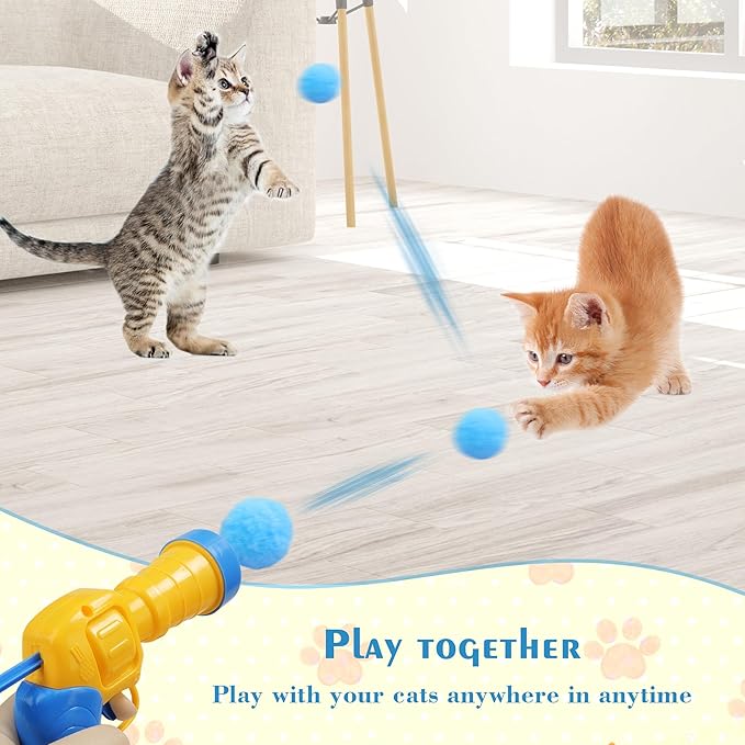 Mewlmart Interactive Cat Toys for Indoor Plush Ball Launcher Cat Enrichment Toys Pom Pom Balls 30 Balls-Mewly Pet