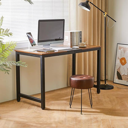 IBUYKE Faux Leather Round Footrest Stool, Makeup Vanity Stool Side Table, PU Dressing Table Seat, Pouf Couch Stool, Golden Steel Legs, Dark Brown LG-31Z