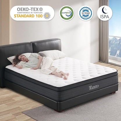 Full Size Mattress,10 Inch Memory Foam Hybrid Mattress in a Box,Individual Pocket Spring Breathable Comfortable for Sleep Supportive and Pressure Relief, CertiPUR-US