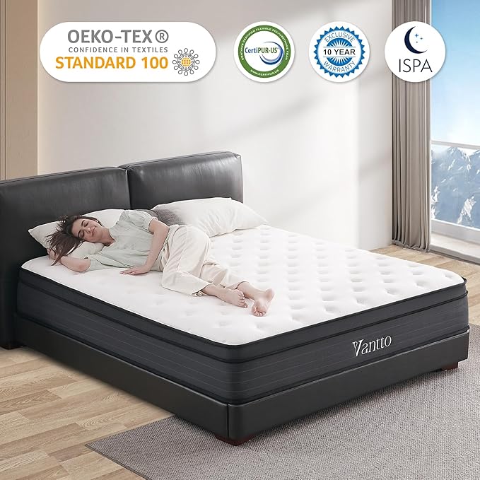 Full Size Mattress, 12 Inch Memory Foam Hybrid Mattress in a Box with Pocket Springs for Motion Isolation Pressure Relief, 100 Nights Trial, CertiPUR-US