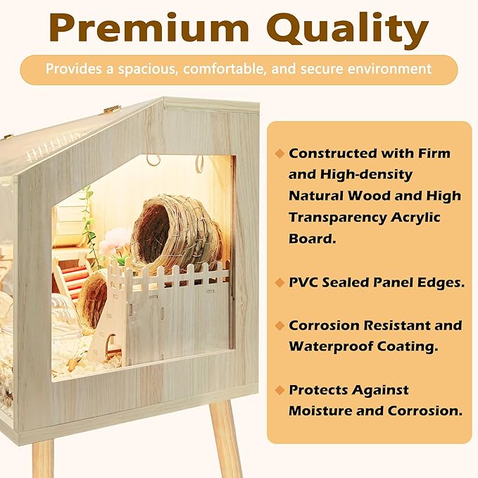 Prolee Hamster Cage with Legs, Guinea Pig Cages Chew Proof, Hamster House, Hamster Cages and Habitats, 48" L x 20" W x 47.6" H-Mewly Pet