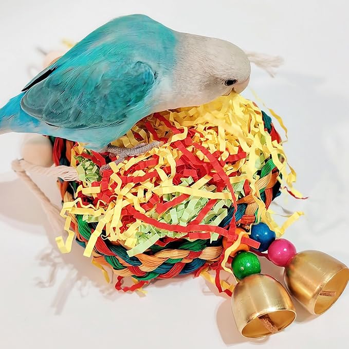 Parakeet Toys,Natural Sola Balls and Shredding Hanging Chewing Toy,2 PCS Small and Medium-Sized Parrot Toys, Bird Toys for Parrots,Cockatiels,Conures,Lovebird,Christmas Birds Toy-Mewly Pet