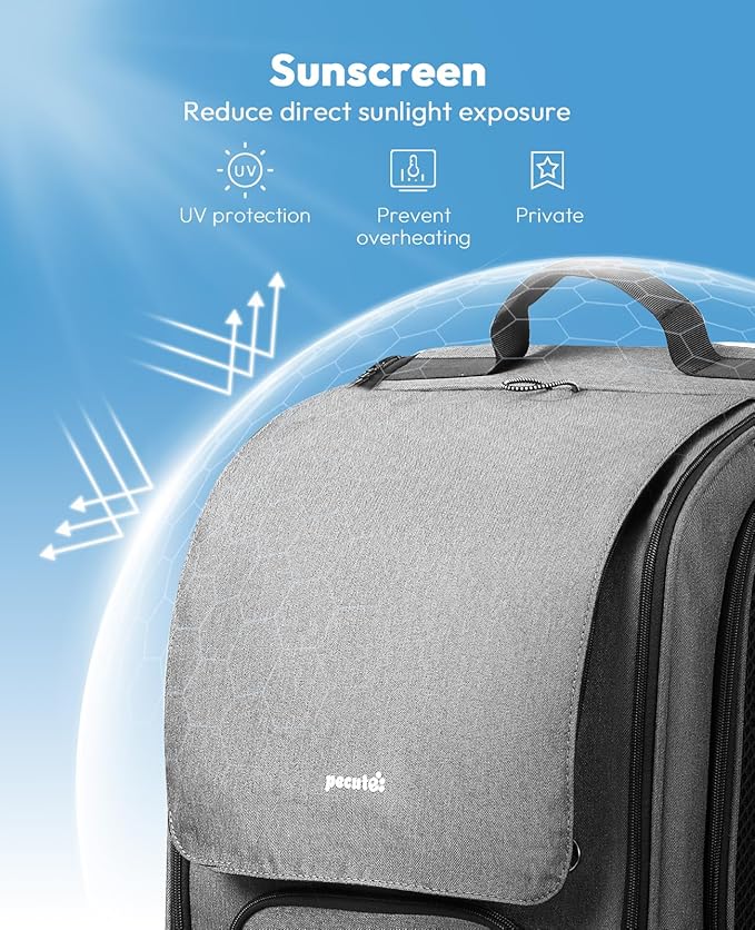 Pecute Cat Backpack Carrier, Large Space Cat Bubble Backpack, Breathable Cat Carrier, Shaded Dog Backpack Carrier, Ergonomic 3D Design for Travel, Hiking, Suitable for Shopping, and Vet, Gray-Mewly Pet