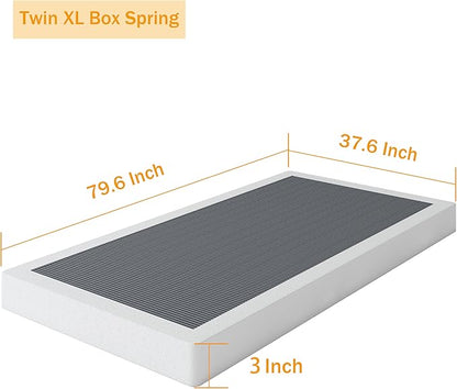 Box Spring Twin XL - 3 Inch Heavy Duty Low Profile Metal Box Springs for Twin XL Bed, Mattress Foundation, Easy Assembly,Easy Clean Cover