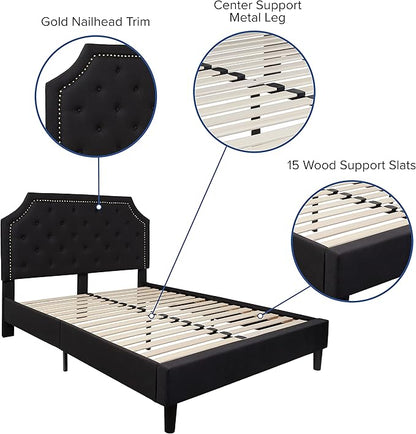 Flash Furniture Brighton Full Size Tufted Upholstered Platform Bed in Black Fabric