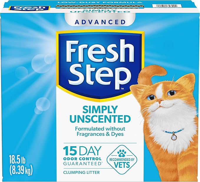 Fresh Step Advanced Simply Unscented Clumping Litter, Fresh Step Unscented Cat Litter Fights Odor on Contact, 18.5 lb. Box-Mewly Pet