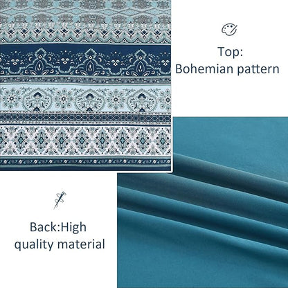 Boho Comforter Set King Size 8 Pieces, Teal Blue Comforter Bohemian Striped Bed in A Bag, Soft Microfiber Bedding Set for All Seasons