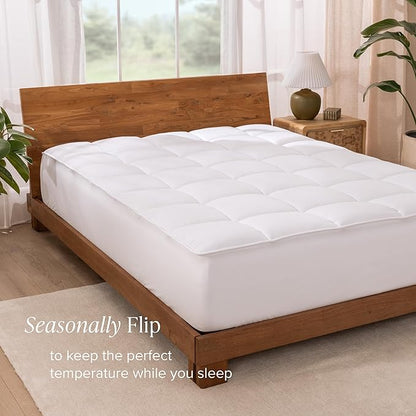 Bare Home King Microplush Mattress Topper - Pillow Top Reversible - Soft Mattress Cover - Dual Sided All-Season - 8" to 24" Deep Pocket - Fitted Cover - Plush Mattress Pad (King)