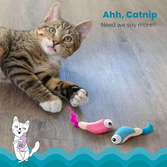 Catstages Catstages Dental Shrimpies Cat Toys, 2-pack – Interactive Catnip Dental Chew Toy to Help Clean Teeth, Fun for Play and Chewing, Multicolored-Mewly Pet