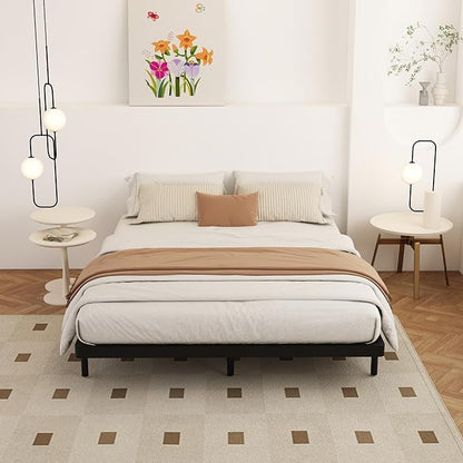 Queen Size Box Spring 2 Inch Low Profile, Heavy Duty Metal Box Spring Bed Base Bunkie Board, Mattress Foundation, Easy Assembly, Noise Free, Black