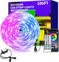 100ft Outdoor LED Strip Lights Waterproof,IP68 Outside Led Light Strips Waterproof with APP/Remote Control,Music Sync RGB Exterior Led Rope Lights for Bedroom roof Garden Staircase Parties