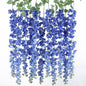 mizii 6Pcs Royal Blue Wisteria Hanging Flowers 48" Silk Wisteria Artificial Flowers Garland Vines Fake Hanging Flowers Decoration for Wedding Flower Wall Backdrop Centerpieces Room Decor (Royal Blue)