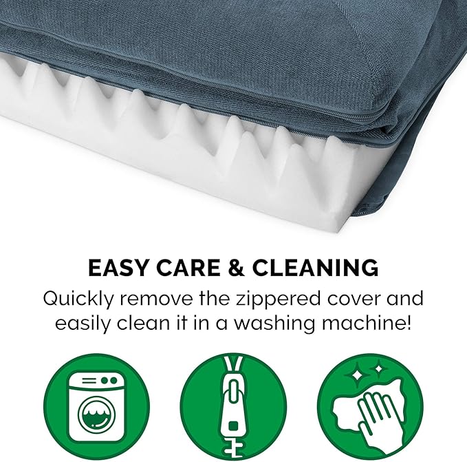 Furhaven Orthopedic Dog Bed for Large Dogs w/ Removable Bolsters & Washable Cover, For Dogs Up to 95 lbs - Sherpa & Chenille Sofa - Orion Blue, Jumbo/XL-Mewly Pet