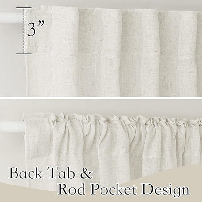 RYB HOME Extra Long Sheer Curtains, Linen Look Elegant Texture Semitransparent Vertical Window Shade for Home Office Sunroom Country House, 52 Wide x 120 inches Long, Linen, 2 Pcs