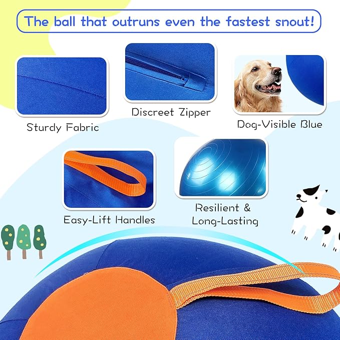 25" Herding Ball for Dogs – Durable Horse Ball Style Dog Toy with Cover – Dog Herding Toy for Outdoor Play, Training & Exercise – Great for Australian Shepherds & Large Breeds-Mewly Pet