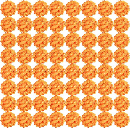 Auihiay 64 PCS Full Hydrangea Flowers, Silk Hydrangea Artificial Flowers Heads with Stems, Artificial Hydrangea Flowers for Wedding Centerpieces, Home, Garden, Baby Shower Decoration (Orange)