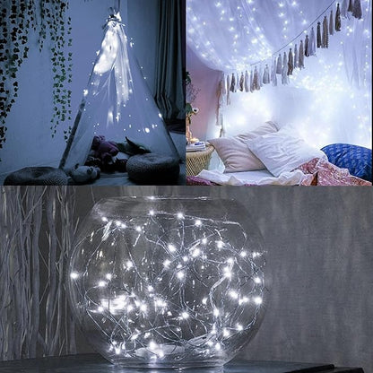 WATERGLIDE 24 Pack Fairy Lights Battery Operated (Included), 7 ft 20 LED Mini String Lights, Waterproof Silver Wire Firefly Starry Lights for DIY Wedding Christmas Party Mason Jars Decor, Cool White