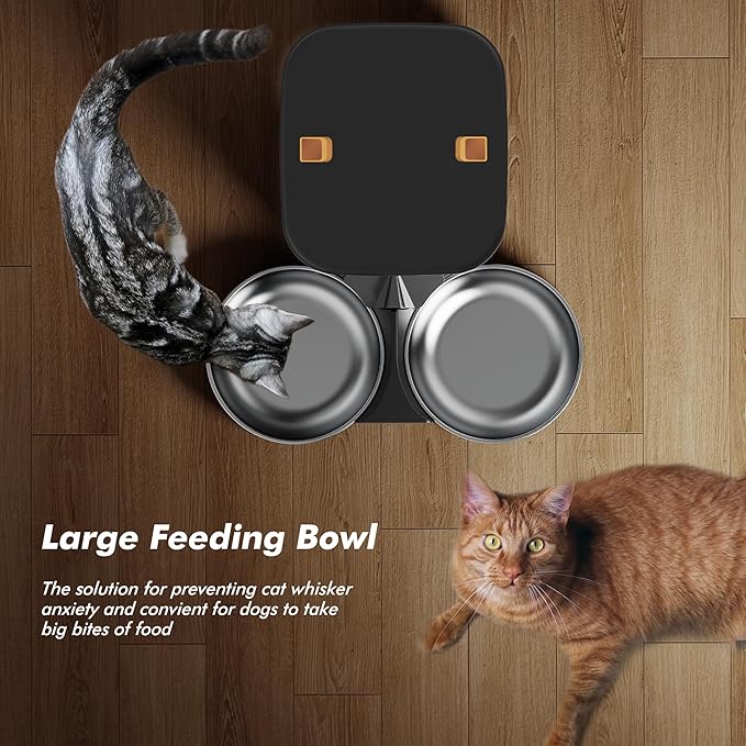 Automatic Cat Feeder for 2 Cats - 8L/34 Cups Large Capacity Auto Cat Food Dispenser with LCD Screen, 2 Food Trays, Timed Feeder, Up to 50 Portions 6 Meals Per Day, Keep Fresh-Mewly Pet