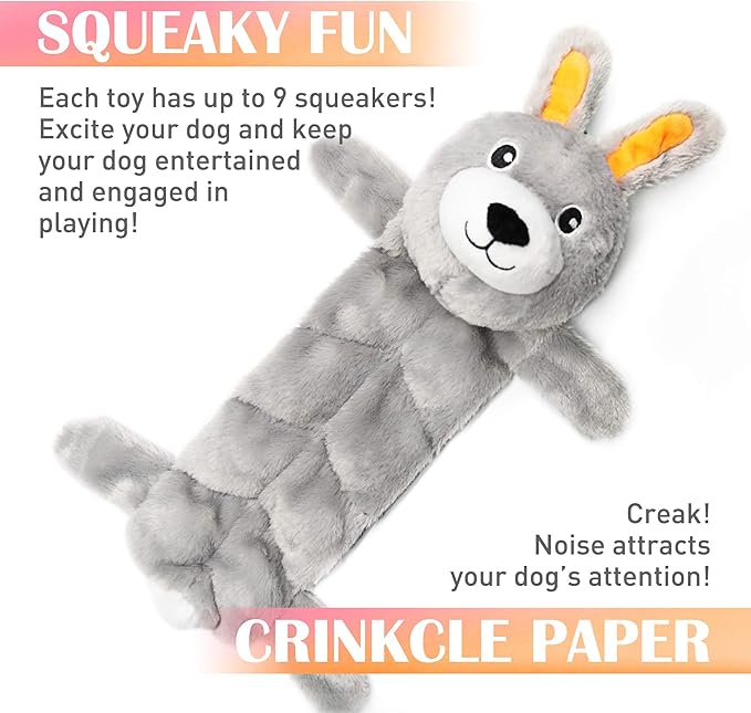 Nocciola 5 PCS Less Stuffing Dog Squeaky Toys for Aggressive Chewers, Durable Plush Dog Toy Set with Stuffed Head for Small to Large Dogs-Mewly Pet