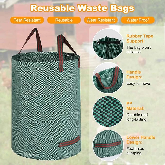 Chicken Poop Scooper Set - Adjustable Coop Scoop with Ergonomic Grip, Rake, Reusable Waste Bag & Gloves - Durable Sand Sifting Litter Shovel for Chicken Coops, Farms, Pet Waste-Mewly Pet