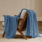 PHF 100% Cotton Waffle Weave Throw Blanket, Soft Lightweight Breathable Cozy Throws for Couch Bed Sofa, Luxury Aesthetic Woven Blanket for Home Decor & Office, 50"x60", Denim Blue