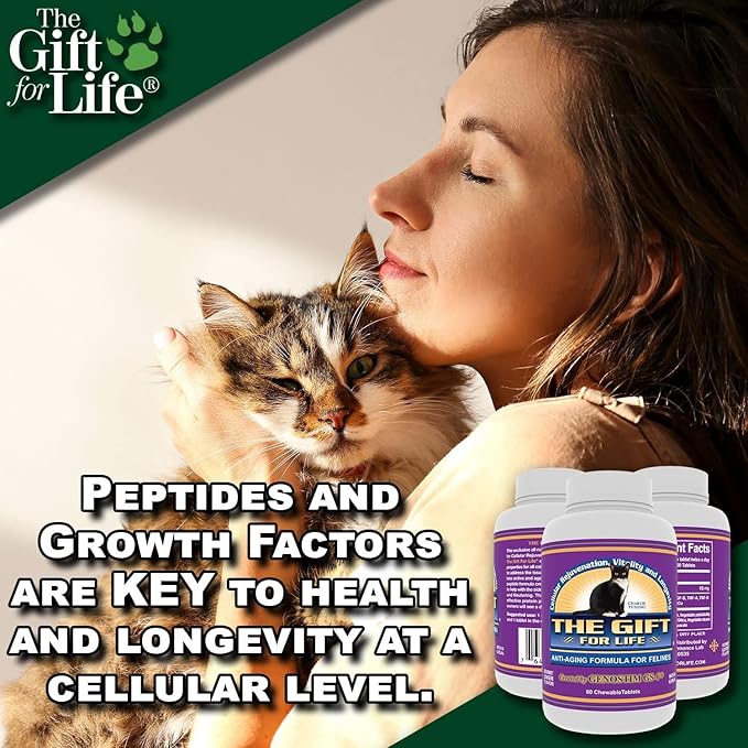 Feline Peptides, Peptides for Cats, Life Extending Cat Supplement, Immune Supplement, Joint Supplement, Skin and Coat Supplement for Cats, 60 Tablets-Mewly Pet