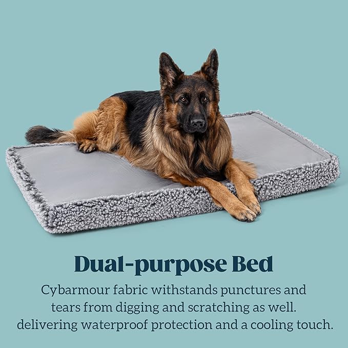 Stoutwool 4" Indestructible Dog Bed - Orthopedic Chew Proof Dog Crate Pad - Fluffy Kennel Mat for Aggressive Chewers - Ideal for Extra Large Breeds & Fits 48-Inch Crate - 47"x29", Charcoal-Mewly Pet